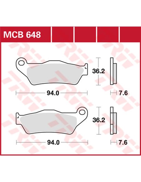Pastillas de freno metal sinterizado SV TRW MCB648