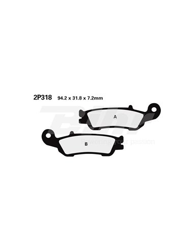 Conjunto de pastilhas de freio NISSIN 2P318ST Frente. YZ125 08-15 Posição: Frente
