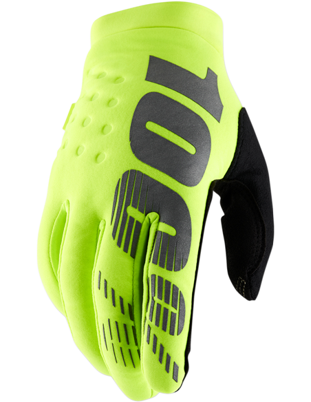Guants motocròs per al fred 100% Brisker Groc Fluor / negre Large 10016-004-12