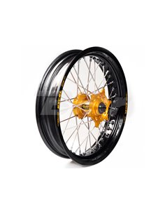 Complete wheel Haan Wheels black rim 17-3,50 gold hub 1 55106/3/2