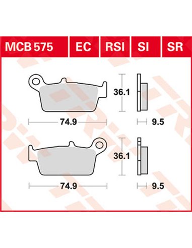 Pastillas de freno sinterizadas offroad serie SI TRW MCB575SI
