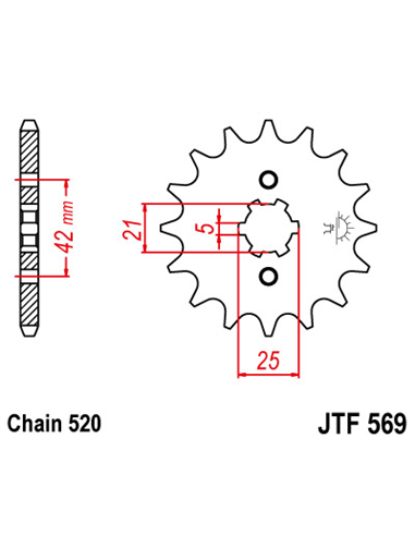 Pignon JTF569.18 18 dents 520 PAS NATUREL SCM420 ALLIAGE D'ACIER CHROMOLY