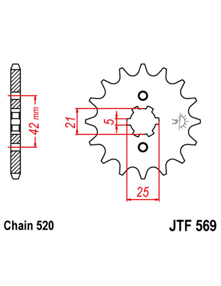 Pignon JTF569.18 18 dents 520 PAS NATUREL SCM420 ALLIAGE D'ACIER CHROMOLY
