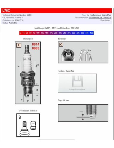 Tipos estándar y con resistencia CHAMPION L78C