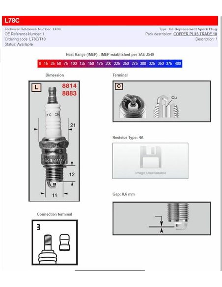 Tipos estándar y con resistencia CHAMPION L78C