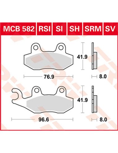 Pastillas de freno sinterizadas serie SV TRW MCB582SV