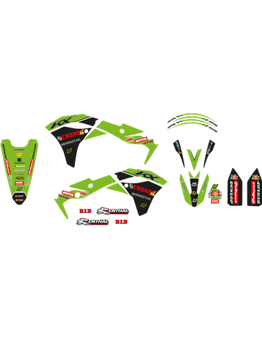 Kit gráficos con funda de asiento Replica Team Kawasaki H&F 2022 BLACKBIRD RACING 8424R14