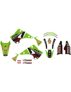 Kit gráficos con funda de asiento Replica Team Kawasaki H&F 2022 BLACKBIRD RACING 8408R14