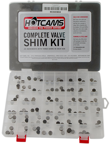 Kit y pack de reposición de pastillas de reglaje de válvulas HOT CAMS HCSHIM00