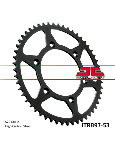 Rear sprocket JTR897.53 53 teeth 520 PITCH BLACK C49 HIGH CARBON STEEL