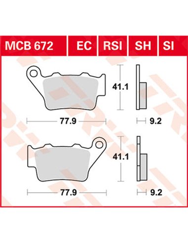 Pastillas de freno sinterizadas offroad serie SI TRW MCB672SI