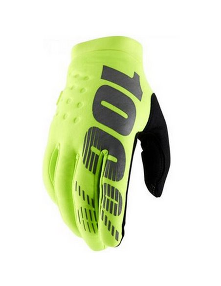 Gants de motocross pour enfants pour le froid 100% Brisker Yellow Fluor / black Medium 10016-004-05