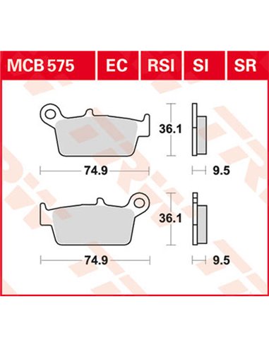 SI series offroad sintered brake pads TRW MCB575SI