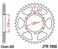 Corona de acero JT SPROCKETS JTR1950.48