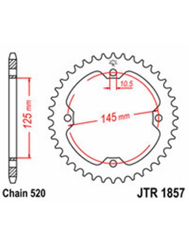 Corona endurecida por inducción con acabado cincado negro JT SPROCKETS JTR1857.38ZBK