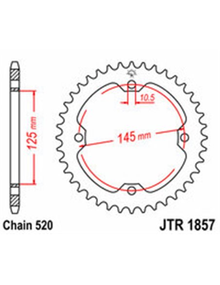 Corona endurecida por inducción con acabado cincado negro JT SPROCKETS JTR1857.38ZBK