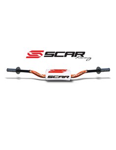 Manillar SCAR O² Color 85SX/TC85 Ø28,6mm - Naranja / Protector blanco