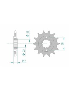 Piñón AFAM acero estándar 24505 - Paso 520 24505-15