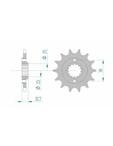 Piñón AFAM acero estándar 24505 - Paso 520 24505-15