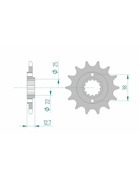 Piñón AFAM acero estándar 24505 - Paso 520 24505-15