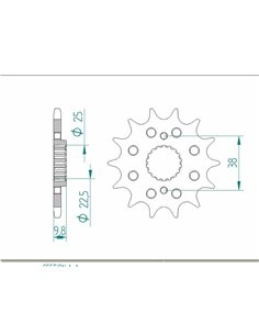 Piñón AFAM acero estándar 166400 - Paso 520 166400-14