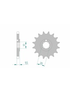 Piñón AFAM acero autolimpiable 94202 - Paso 428 94202+14