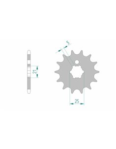 Piñón AFAM acero estándar 24300 - Paso 520 24300-14