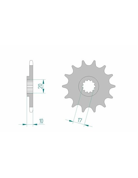 Piñón AFAM acero estándar 64201 - Paso 520 64201-12