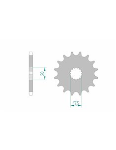 Piñón AFAM acero estándar 21202 - Paso 428 21202-15