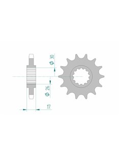 Piñón AFAM acero estándar 20603 - Paso 530 20603-16