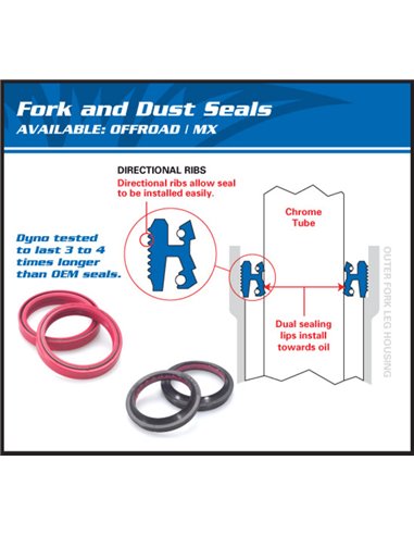 Kit de guardapolvos de horquilla ALL BALLS - 43x55,5x12 mm 57-102