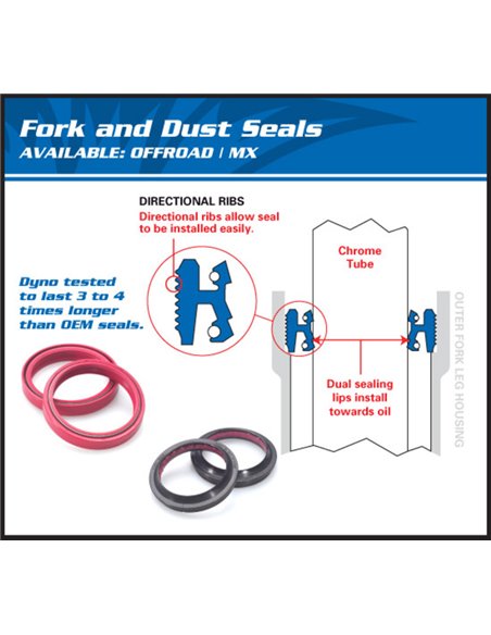 Kit de guardapolvos de horquilla ALL BALLS - 37x50,5x12,5 mm 57-109