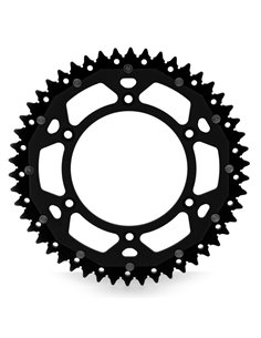 Corona ART doble compuesto (aluminio/acero) ultraligera autolimpiable - 49 dientes, paso 520, Negra ART-TM-49-BLK