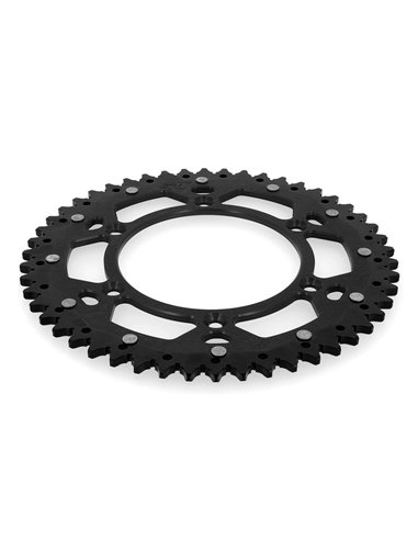 Corona ART doble compuesto (aluminio/acero) ultraligera autolimpiable - 49 dientes, paso 520, Negra ART-TM-49-BLK