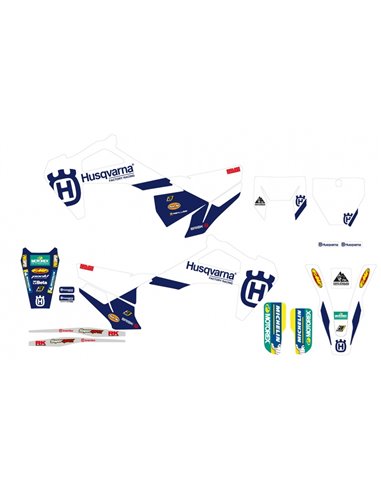 Kit de adhesivos + funda de asiento BLACKBIRD Replica Husqvarna Factory 23 8615R7