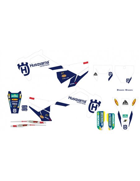 Kit de adhesivos + funda de asiento BLACKBIRD Replica Husqvarna Factory 23 8615R7