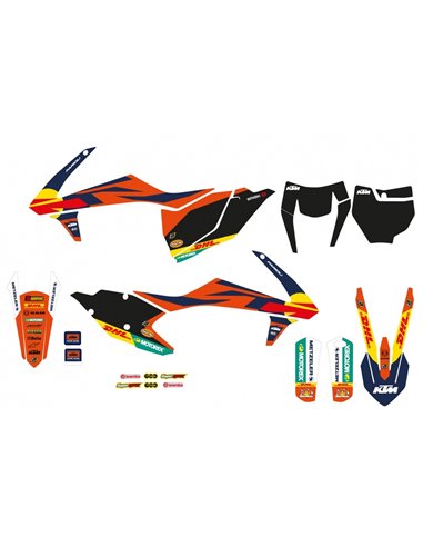 Kit de adhesivos + funda de asiento BLACKBIRD Replica KTM Factory 23 8547R22