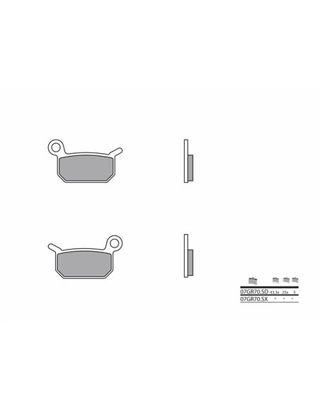 Pastillas de freno sinterizadas de competición Brembo 07GR70SX 07GR70SX