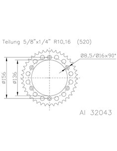 Corona ESJOT Aluminio negro 51-32043-47BP dientes 51-32043-47BP