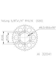 Corona ESJOT Aluminio negro 51-32041-53BP dientes 51-32041-53BP
