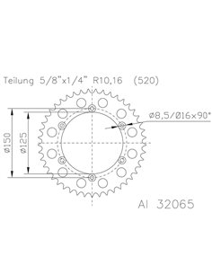 Corona ESJOT Aluminio negro 51-32065-45BP dientes 51-32065-45BP