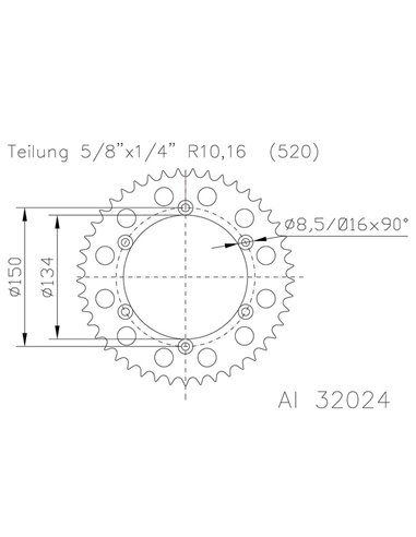 Corona ESJOT Aluminio verde 51-32024 53 dientes 51-32024-53SG