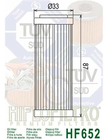 Filtro de aceite HIFLOFILTRO - HF652 HF652