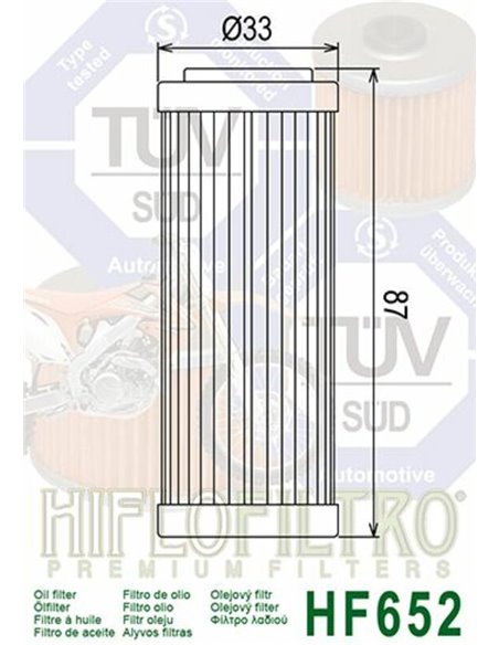 Filtro de aceite HIFLOFILTRO - HF652 HF652