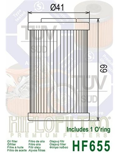 Filtro de aceite HIFLOFILTRO - HF655 HF655