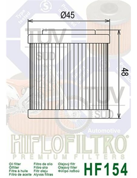 Filtro de aceite HIFLOFILTRO - HF154 HF154