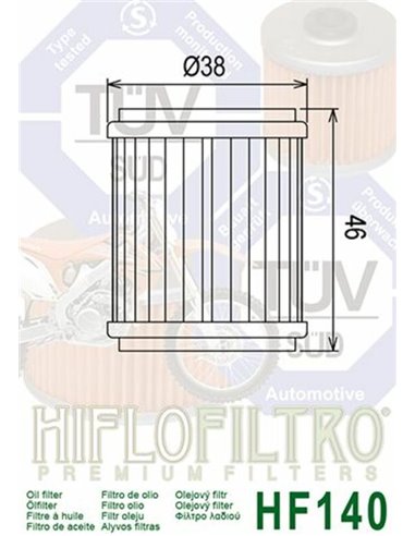 Filtro de aceite HIFLOFILTRO - HF140 HF140