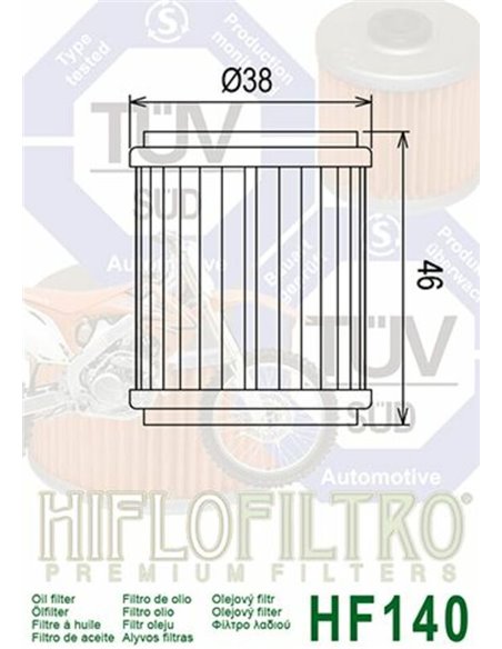 Filtro de aceite HIFLOFILTRO - HF140 HF140