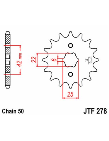 Piñón JT SPROCKETS acero estándar 278 - Paso 530 JTF278.15