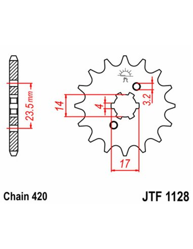 Piñón JT SPROCKETS acero estándar 1128 - Paso 420 JTF1128.11